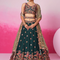 Green - Golden Dull-Bright Sequin,Threaded,Zarkan Embroidered Organza Semi-Stitched Lehenga choli