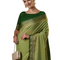 green Women's Georgette Banarasi Silk Saree with Unstitched Blouse Piece