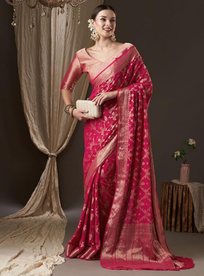 Women's Woven Design Leheriya Georgette Saree With Unstiched Blouse Piece