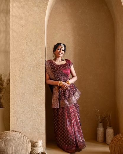 "Maroon Elegance - Embroidered Ethnic Ensemble"