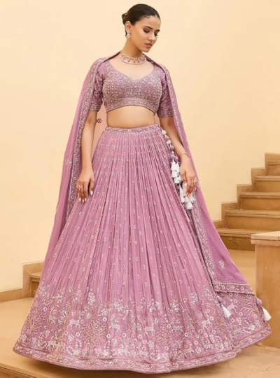 Women's Silk lilac purple lehenga choli for wedding