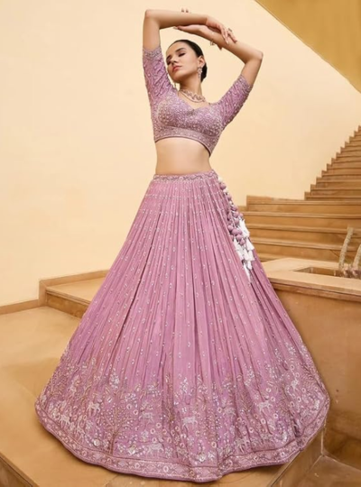 Women's Silk lilac purple lehenga choli for wedding