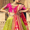 Banarasi Silk Hand Work Embroidered Bridal Semi-Stitched Lehenga with Peach Dupatta